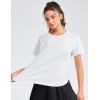 imageTHE GYM PEOPLE Womens Short Sleeve Workout Shirts Breathable Yoga TShirts with Side Slits Athletic Tee TopsHeather White