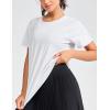 imageTHE GYM PEOPLE Womens Short Sleeve Workout Shirts Breathable Yoga TShirts with Side Slits Athletic Tee TopsHeather White
