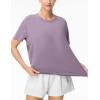 imageTHE GYM PEOPLE Womens Short Sleeve Workout TShirts Back Loose Fit Running Yoga Tee TopsGrey Purple