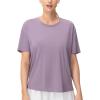imageTHE GYM PEOPLE Womens Short Sleeve Workout TShirts Back Loose Fit Running Yoga Tee TopsGrey Purple