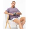 imageTHE GYM PEOPLE Womens Short Sleeve Workout TShirts Back Loose Fit Running Yoga Tee TopsGrey Purple