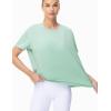 imageTHE GYM PEOPLE Womens Short Sleeve Workout TShirts Back Loose Fit Running Yoga Tee TopsLight Green