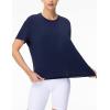 imageTHE GYM PEOPLE Womens Short Sleeve Workout TShirts Back Loose Fit Running Yoga Tee TopsNavy Blue