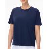 imageTHE GYM PEOPLE Womens Short Sleeve Workout TShirts Back Loose Fit Running Yoga Tee TopsNavy Blue