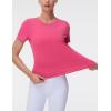imageTHE GYM PEOPLE Womens Short Sleeve Workout TShirts Stretchy Lightweight Crewneck Athletic Running Lounge Tee TopsBright Pink