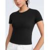 imageTHE GYM PEOPLE Womens Slim Fit Soft Workout TShirts Crew Neck Short Sleeve Casual Tee TopsBlack