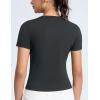 imageTHE GYM PEOPLE Womens Slim Fit Soft Workout TShirts Crew Neck Short Sleeve Casual Tee TopsCharcoal Grey