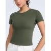 imageTHE GYM PEOPLE Womens Slim Fit Soft Workout TShirts Crew Neck Short Sleeve Casual Tee TopsOlive Green