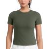 imageTHE GYM PEOPLE Womens Slim Fit Soft Workout TShirts Crew Neck Short Sleeve Casual Tee TopsOlive Green