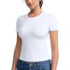 imageTHE GYM PEOPLE Womens Slim Fit Soft Workout TShirts Crew Neck Short Sleeve Casual Tee TopsWhite
