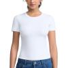 imageTHE GYM PEOPLE Womens Slim Fit Soft Workout TShirts Crew Neck Short Sleeve Casual Tee TopsWhite