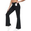 imageTHE GYM PEOPLE Womens Tummy Control Bell Bottom Jeans High Waisted Wide Leg Flare Pants Jeggings with PocketsBlack