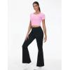 imageTHE GYM PEOPLE Womens Tummy Control Bell Bottom Jeans High Waisted Wide Leg Flare Pants Jeggings with PocketsBlack