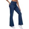 imageTHE GYM PEOPLE Womens Tummy Control Bell Bottom Jeans High Waisted Wide Leg Flare Pants Jeggings with PocketsDark Blue