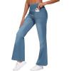 imageTHE GYM PEOPLE Womens Tummy Control Bell Bottom Jeans High Waisted Wide Leg Flare Pants Jeggings with PocketsDenim Blue