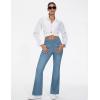 imageTHE GYM PEOPLE Womens Tummy Control Bell Bottom Jeans High Waisted Wide Leg Flare Pants Jeggings with PocketsDenim Blue
