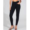 imageTHE GYM PEOPLE Womens V Cross Denim Jegging Pants High Waisted Stretchy Skinny Jean Leggings with PocketsBlack