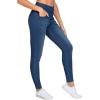 imageTHE GYM PEOPLE Womens V Cross Denim Jegging Pants High Waisted Stretchy Skinny Jean Leggings with PocketsDark Blue