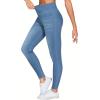 imageTHE GYM PEOPLE Womens V Cross Denim Jegging Pants High Waisted Stretchy Skinny Jean Leggings with PocketsDenim Blue