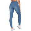 imageTHE GYM PEOPLE Womens V Cross Denim Jegging Pants High Waisted Stretchy Skinny Jean Leggings with PocketsDenim Blue