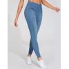imageTHE GYM PEOPLE Womens V Cross Denim Jegging Pants High Waisted Stretchy Skinny Jean Leggings with PocketsDenim Blue