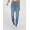 imageTHE GYM PEOPLE Womens V Cross Denim Jegging Pants High Waisted Stretchy Skinny Jean Leggings with PocketsDenim Light Blue