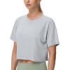 imageTHE GYM PEOPLE Womens Workout Crop Top TShirt Short Sleeve Boxy Yoga Running Cropped Basic TeeHeather Grey