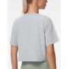 imageTHE GYM PEOPLE Womens Workout Crop Top TShirt Short Sleeve Boxy Yoga Running Cropped Basic TeeHeather Grey