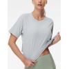 imageTHE GYM PEOPLE Womens Workout Crop Top TShirt Short Sleeve Boxy Yoga Running Cropped Basic TeeHeather Grey