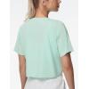 imageTHE GYM PEOPLE Womens Workout Crop Top TShirt Short Sleeve Boxy Yoga Running Cropped Basic TeeSoft Green