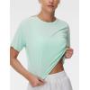 imageTHE GYM PEOPLE Womens Workout Crop Top TShirt Short Sleeve Boxy Yoga Running Cropped Basic TeeSoft Green
