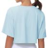 imageTHE GYM PEOPLE Womens Workout Crop Tops Short Sleeve Boxy Oversized TShirts with Pockets