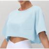 imageTHE GYM PEOPLE Womens Workout Crop Tops Short Sleeve Boxy Oversized TShirts with Pockets