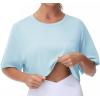 imageTHE GYM PEOPLE Womens Workout Crop Tops Short Sleeve Boxy Oversized TShirts with Pockets