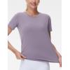 imageTHE GYM PEOPLE Womens Workout Short Sleeve Breathable TShirts Athletic Yoga Tee TopsGrey Purple
