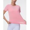 imageTHE GYM PEOPLE Womens Workout Short Sleeve Breathable TShirts Athletic Yoga Tee TopsRose Red
