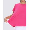 imageTHE GYM PEOPLE Womens Workout TShirts Loose Fit Short Sleeve Cotton Running Basic Tee Tops with Split HemBright Pink