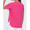 imageTHE GYM PEOPLE Womens Workout TShirts Loose Fit Short Sleeve Cotton Running Basic Tee Tops with Split HemBright Pink