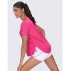 imageTHE GYM PEOPLE Womens Workout TShirts Loose Fit Short Sleeve Cotton Running Basic Tee Tops with Split HemBright Pink