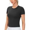 imageTHE GYM PEOPLE Womens Workout Tops Short Sleeve Slim Fit Breathable Athletic Yoga Running Casual Basic Tee ShirtsBlack