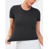 imageTHE GYM PEOPLE Womens Workout Tops Short Sleeve Slim Fit Breathable Athletic Yoga Running Casual Basic Tee ShirtsBlack
