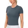 imageTHE GYM PEOPLE Womens Workout Tops Short Sleeve Slim Fit Breathable Athletic Yoga Running Casual Basic Tee ShirtsDark Grey