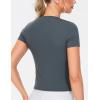 imageTHE GYM PEOPLE Womens Workout Tops Short Sleeve Slim Fit Breathable Athletic Yoga Running Casual Basic Tee ShirtsDark Grey
