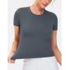 imageTHE GYM PEOPLE Womens Workout Tops Short Sleeve Slim Fit Breathable Athletic Yoga Running Casual Basic Tee ShirtsDark Grey