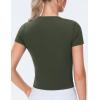 imageTHE GYM PEOPLE Womens Workout Tops Short Sleeve Slim Fit Breathable Athletic Yoga Running Casual Basic Tee ShirtsDark Olive