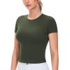 imageTHE GYM PEOPLE Womens Workout Tops Short Sleeve Slim Fit Breathable Athletic Yoga Running Casual Basic Tee ShirtsDark Olive