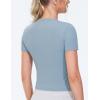 imageTHE GYM PEOPLE Womens Workout Tops Short Sleeve Slim Fit Breathable Athletic Yoga Running Casual Basic Tee ShirtsDenim Blue