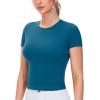 imageTHE GYM PEOPLE Womens Workout Tops Short Sleeve Slim Fit Breathable Athletic Yoga Running Casual Basic Tee ShirtsGreen Blue