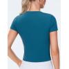 imageTHE GYM PEOPLE Womens Workout Tops Short Sleeve Slim Fit Breathable Athletic Yoga Running Casual Basic Tee ShirtsGreen Blue