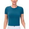 imageTHE GYM PEOPLE Womens Workout Tops Short Sleeve Slim Fit Breathable Athletic Yoga Running Casual Basic Tee ShirtsGreen Blue